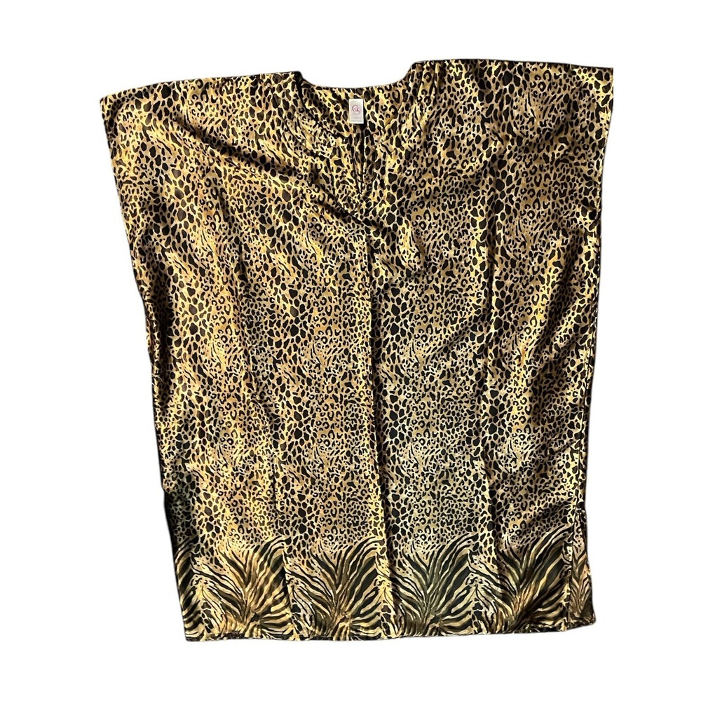 Mumu Silky Leopard Print Boxey Nighty One Size Fits All Mob Wife Cozy Luxury